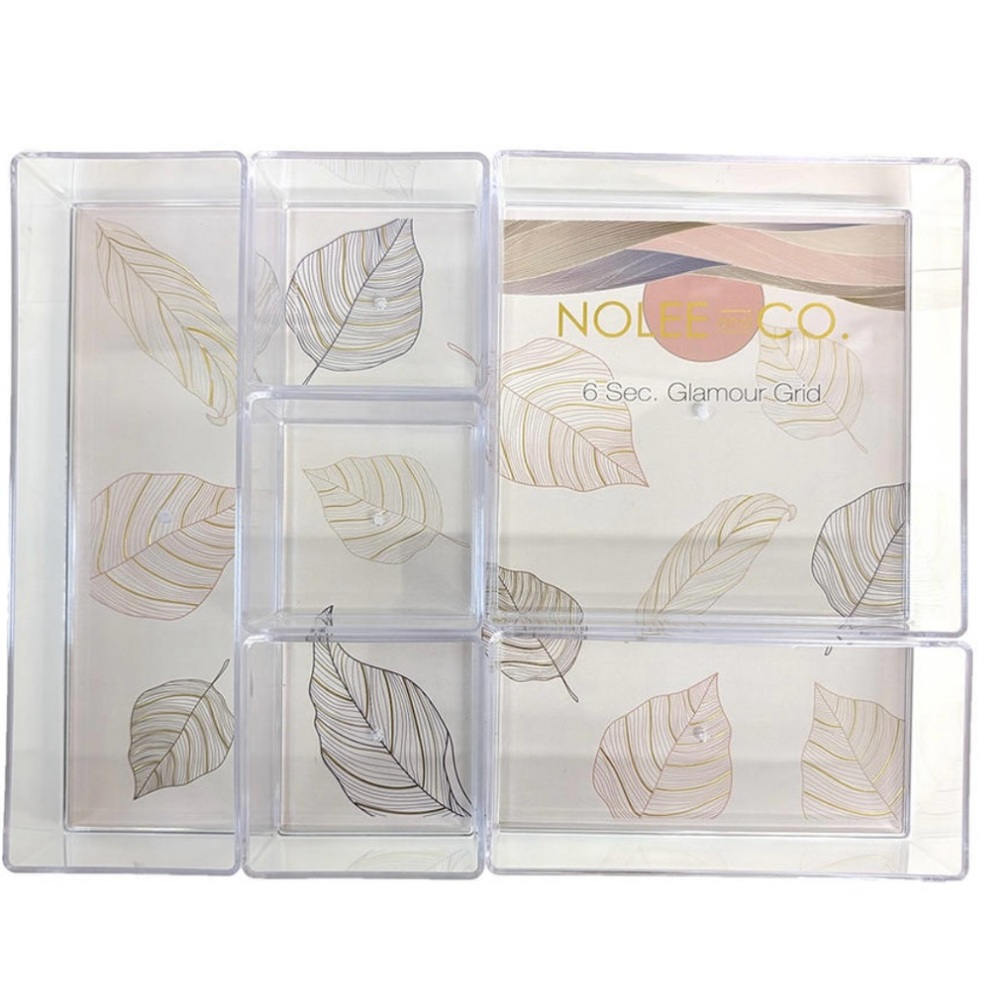 Transparent Acrylic 6 Section Makeup Organizer with Leaf Design by Nolee! NEW